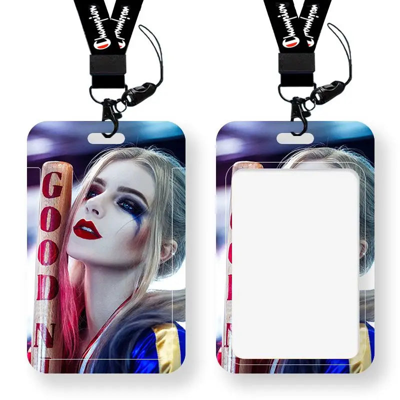 DC Joker Harley Quinn Anime Movie Periphery Student Campus Card Cover Creative Cartoon Lanyard Work Card Protective Cover Gifts