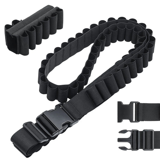 Shotgun Shell Holder, Tactical Shotgun Shell Bandolier, 12 Gauge with 8 Rounds Buttstock, Outdoor Hunting, 50 Rounds