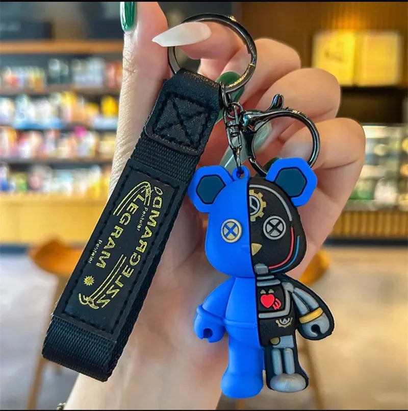 Keychain Cartoon Simple Mechanical Bear Cute Niche Doll Keychain Chain Bag Personalized Small Pendant Accessories DecorativeGif