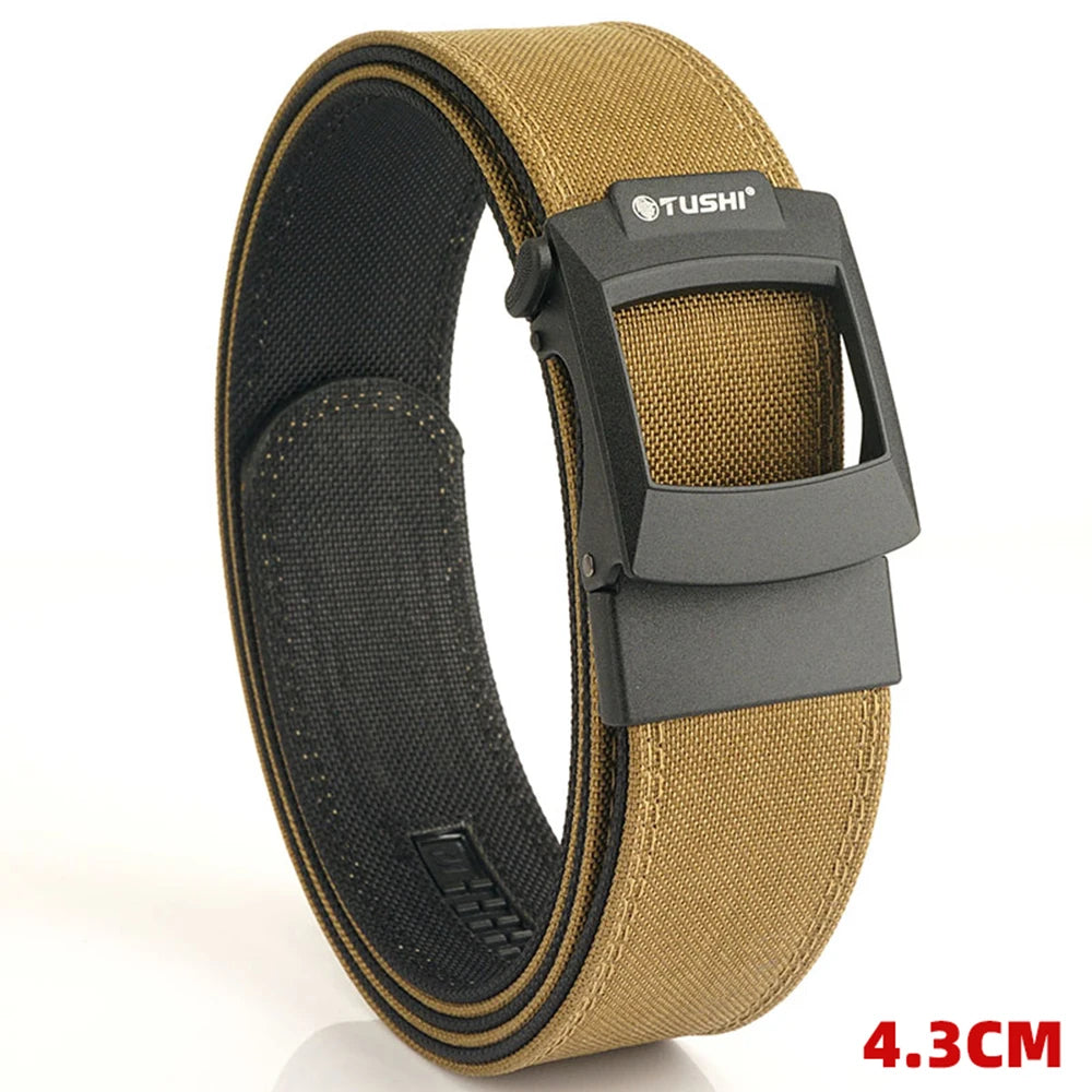 TUSHI 4.3cm Tactical Gun Belt for Men Multi-size 1100D Nylon Metal Automatic Buckle Police Military Belt Hunting IPSC Girdles