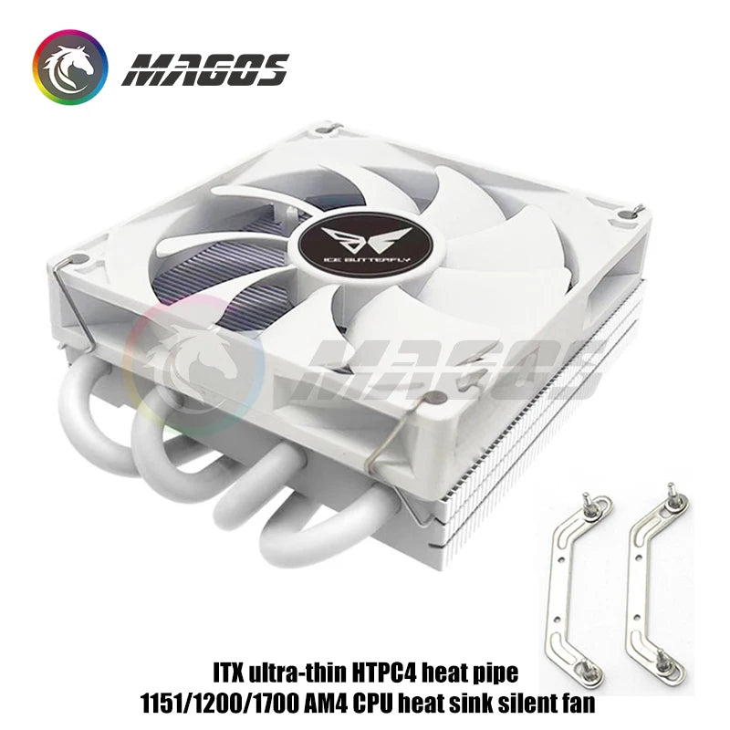 CPU Cooler for Mini ITX Case Ultra-thin Z39 4 HeatPipe CPU Radiator Support AMD/Intel Desktop Cabinet PC Air Cooing Fan 4Pin PWM
