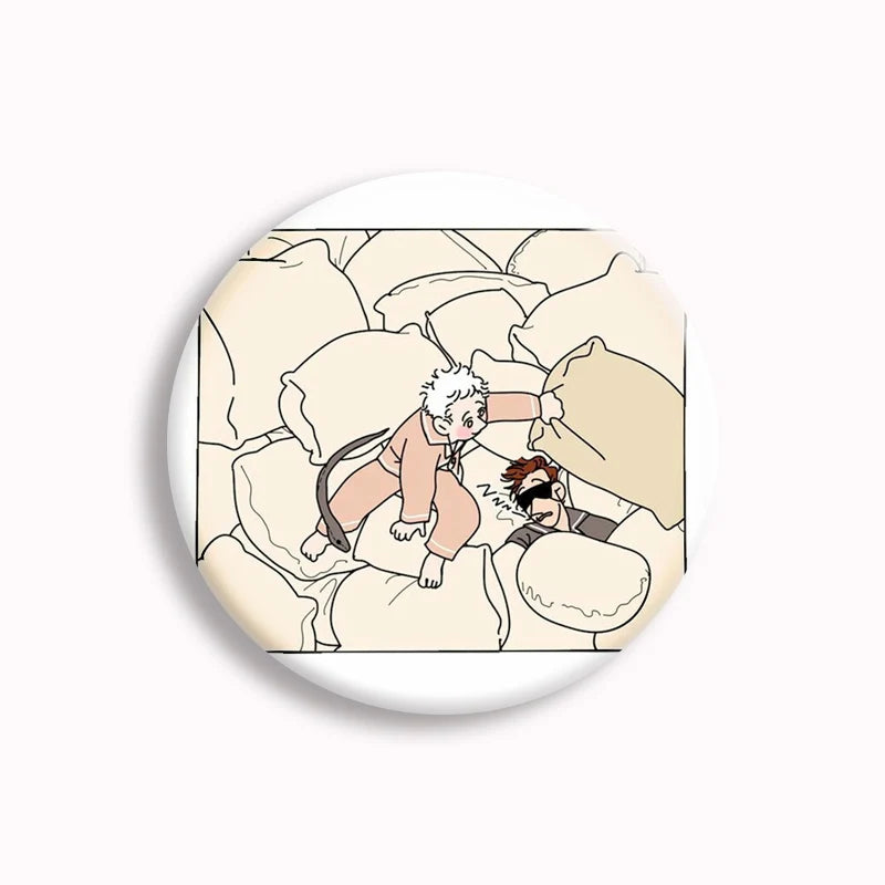 Good Omens Pin Comedy British TV Show Cartoon Brooch Crowley Angel Funny Badge Accessories For Backpack Decoration Friend Gift