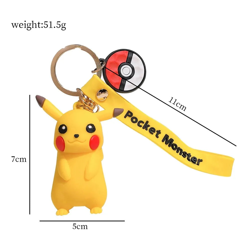 New Pokemon Pikachu Keychain Anime Cartoon Key--Chain Charmander Psyduck Fashion Keyring Pendant Accessories Toys--Kids Gifts