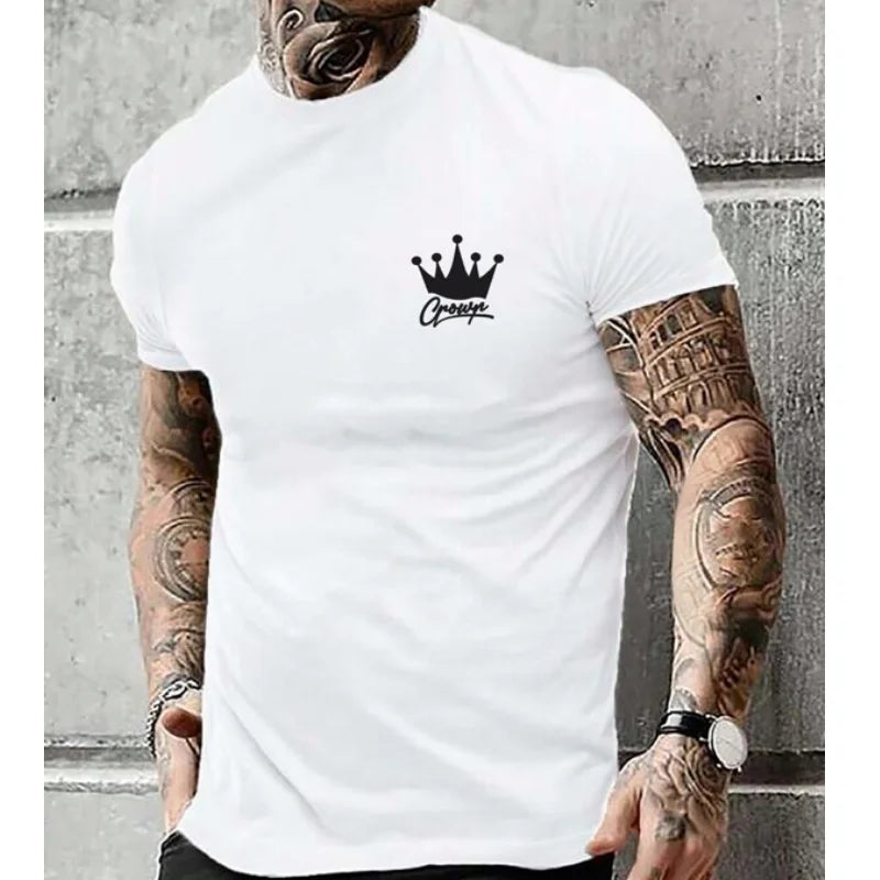 Fashion T-Shirts For Men 3d Letter King Printed Men'S Clothing Casual Short Sleeved Street Harajuku tops Loose Oversized T Shirt