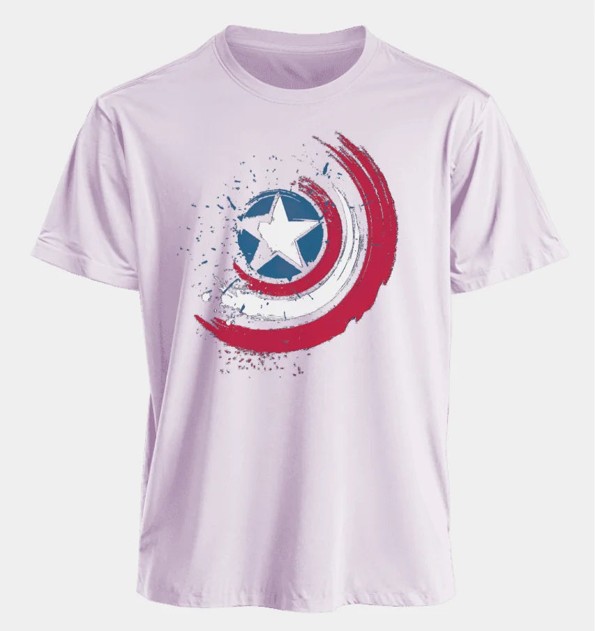 Marvel Men's and Women's T-shirts Captain America Summer Spring and Autumn New Classic Oversized Sporty Trendy Short-sleeved