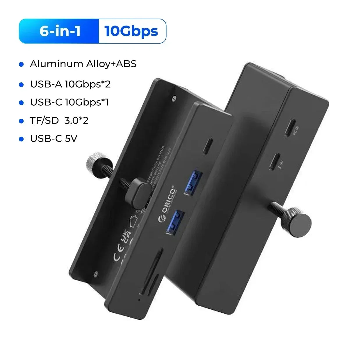 ORICO USB 3.2 HUB with Power Super High Speed Expansion 10GBPS Transmission Suitable Support SD/TF Card for Laptop Accessories