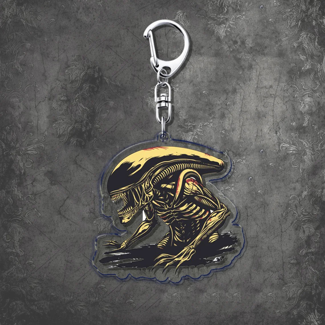 Horror Scary Classic Movie Keychain Key Chain Ring for Bag Xenomorph Sci Fi Keyring Jewelry Gamer Fans Gaming Gift