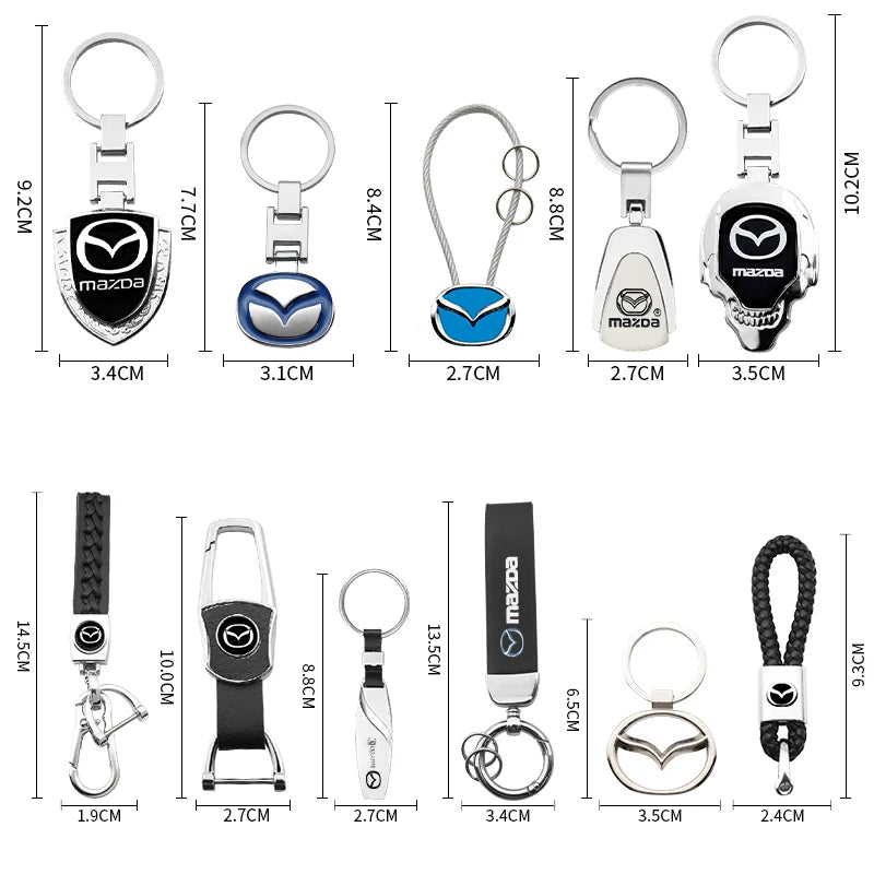 Car Key Chain 3D Metal+Braided Rope Emblem Keyring For Mazda 3 2 6 CX3 CX5 CX6 CX9 MP MS CX30 Axela Demio Atenza RX7 RX8 MX3 MX5