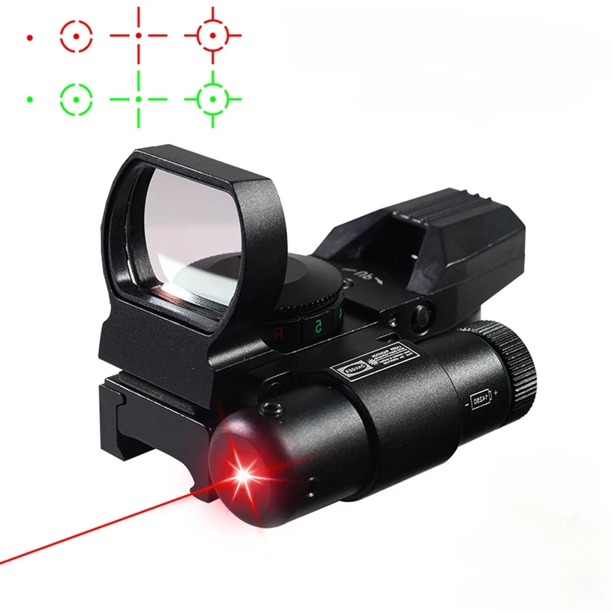 Tactical HD101 Red Dot Sight Series with Laser Combination Riflescope Optical Airsoft Adjustable Reflex 4 Reticle Scope Hunting