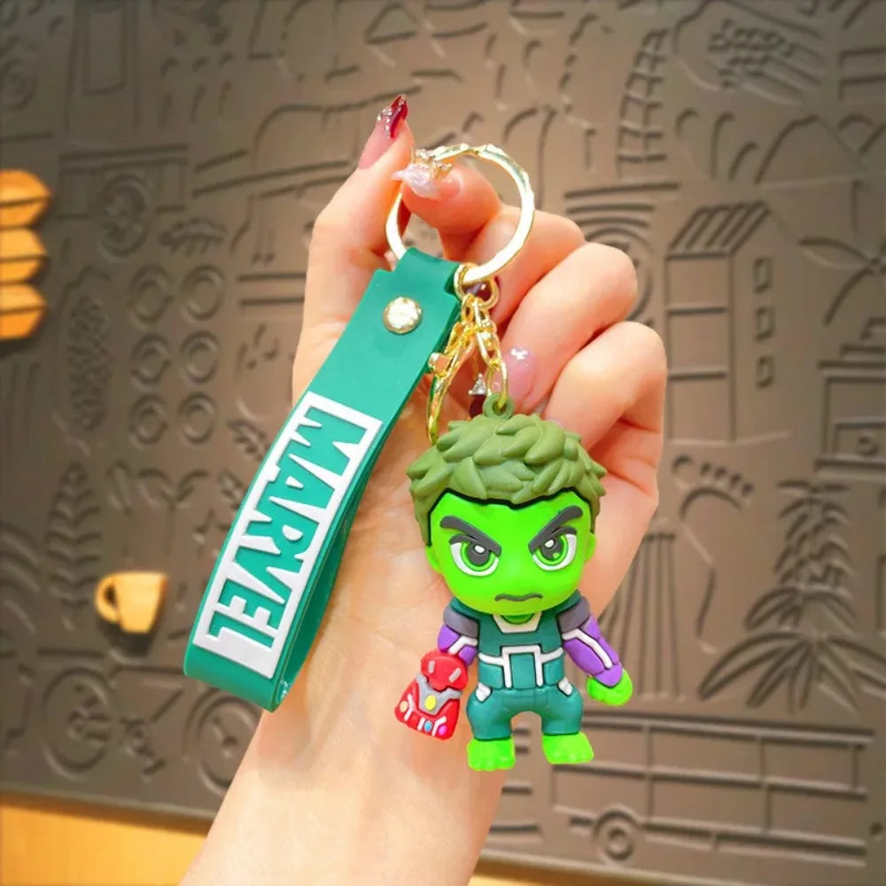 Classic Marvel Keychain Silicone Keyring for Spider Man Iron Man Hulk Key Holder Car Hanging Accessories Gifts Exquisite Gifts