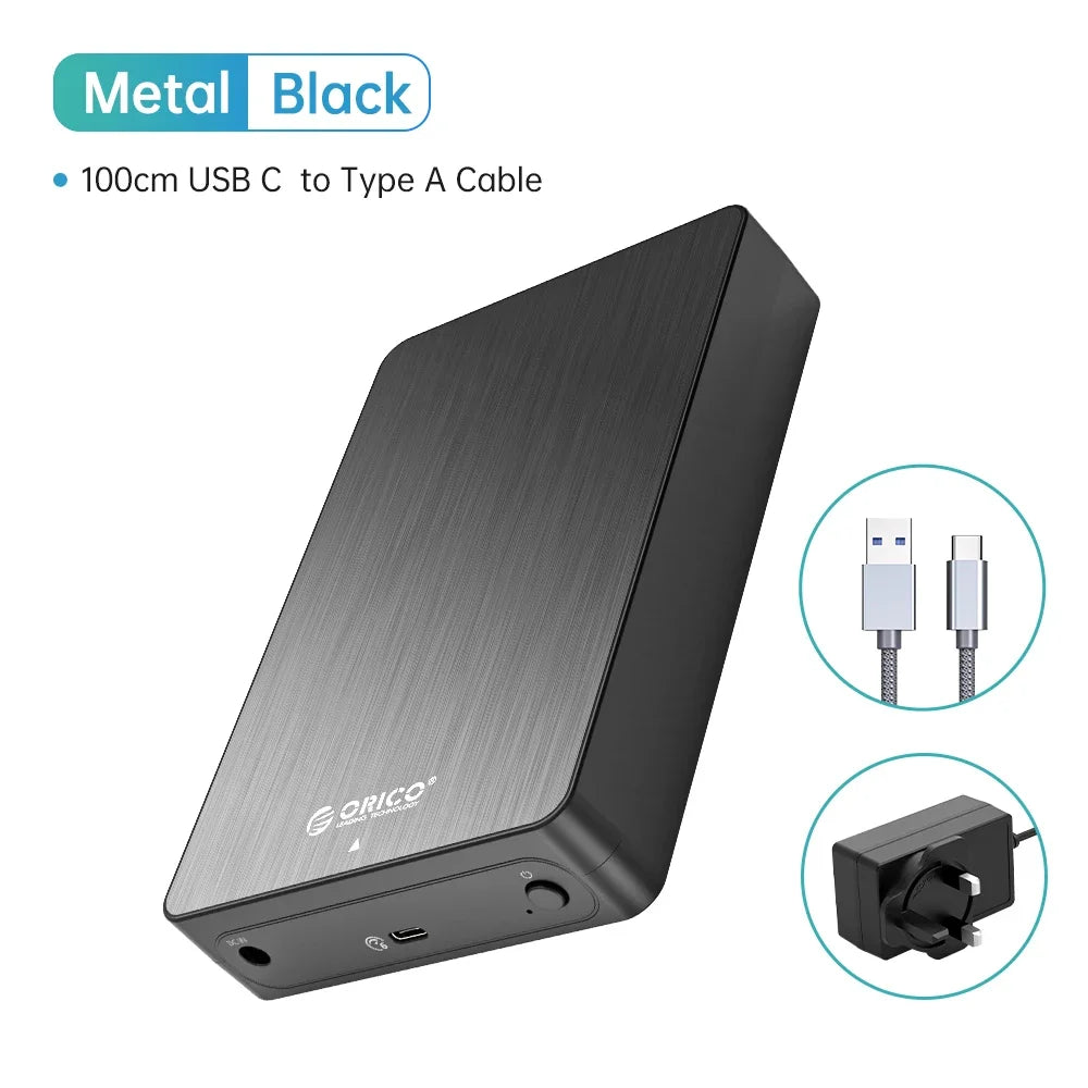 ORICO 3.5" HDD Case SATA to USB C 6Gbps External Hard Drive Case for 3.5 inch HDD Enclosure with 12V Power Adapter Support 18TB