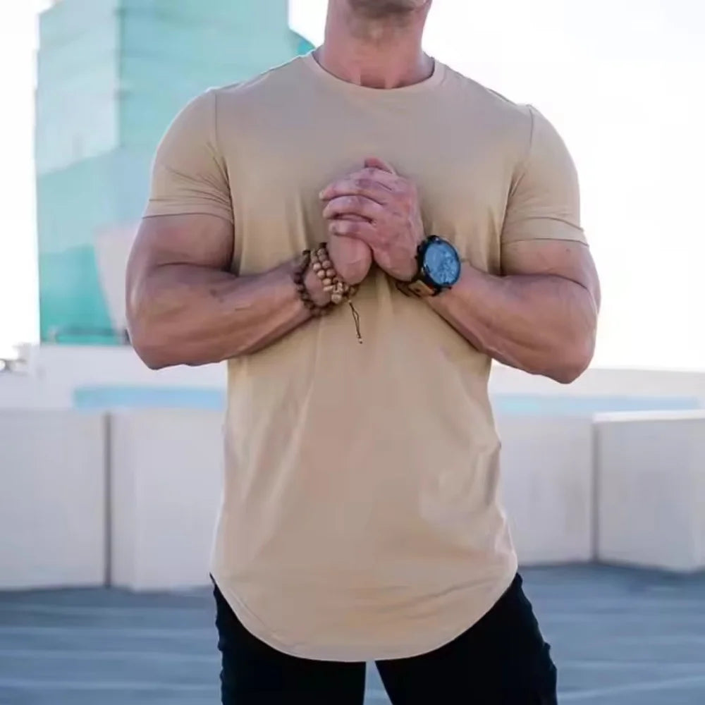 Muscle fitness T-shirts, sports training T-shirts, high-quality cotton T-shirts for men, fitness and sports T-shirts