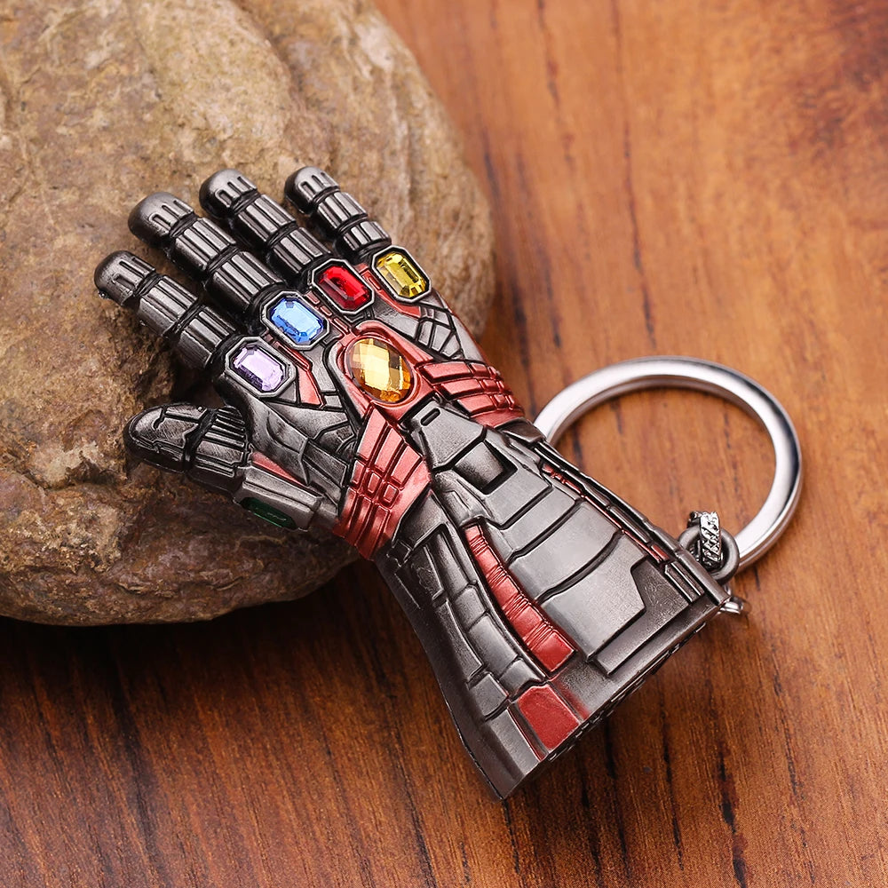 Marvel Superhero Keychain Avengers Thanos Infinity Gauntlet Metal Pendant Keyring Car Backpack Key Holder Decoration Accessories