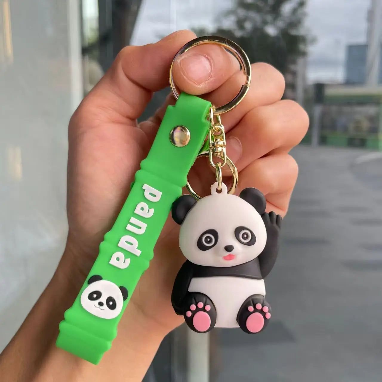 Cute Panda Keychain PVC Cartoon Keyring Creative Gift for Students Backpack Accessories