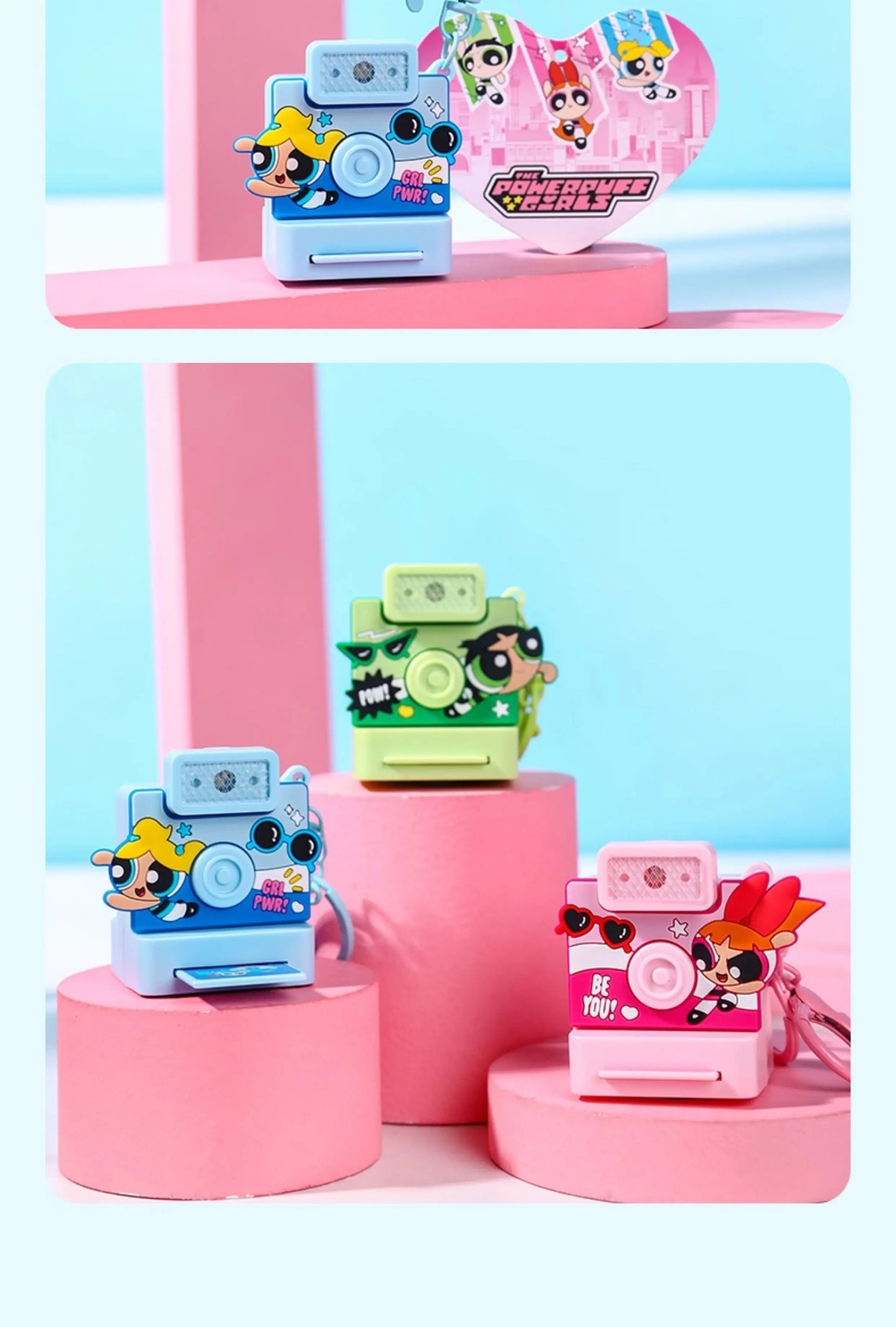 Powerpuff Girls Cartoon Anime Keychain Polaroid Flash Creative Fashion Toy Ideal Gift for School Opening Kids' Age