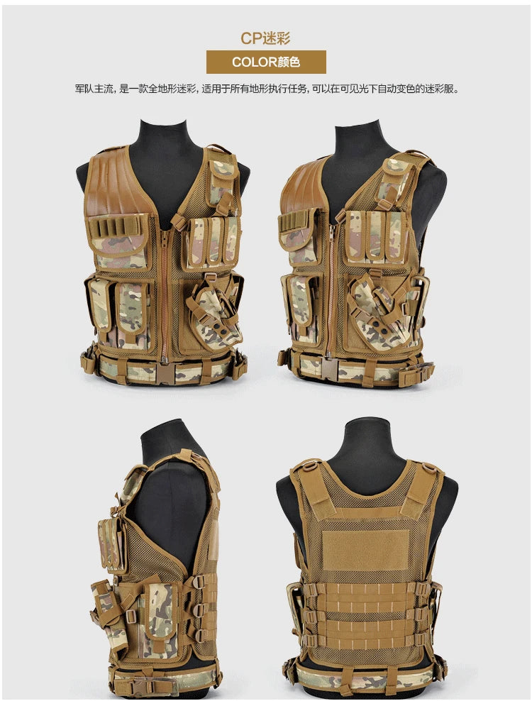 Multifunctional Military Tactical Vest Anti Puncture Clothing Mesh Breathable Summer CS Tops Outdoor Protective Clothing