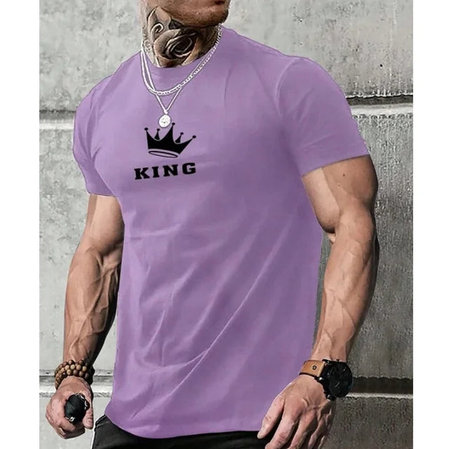 Fashion T-Shirts For Men 3d Letter King Printed Men'S Clothing Casual Short Sleeved Street Harajuku tops Loose Oversized T Shirt