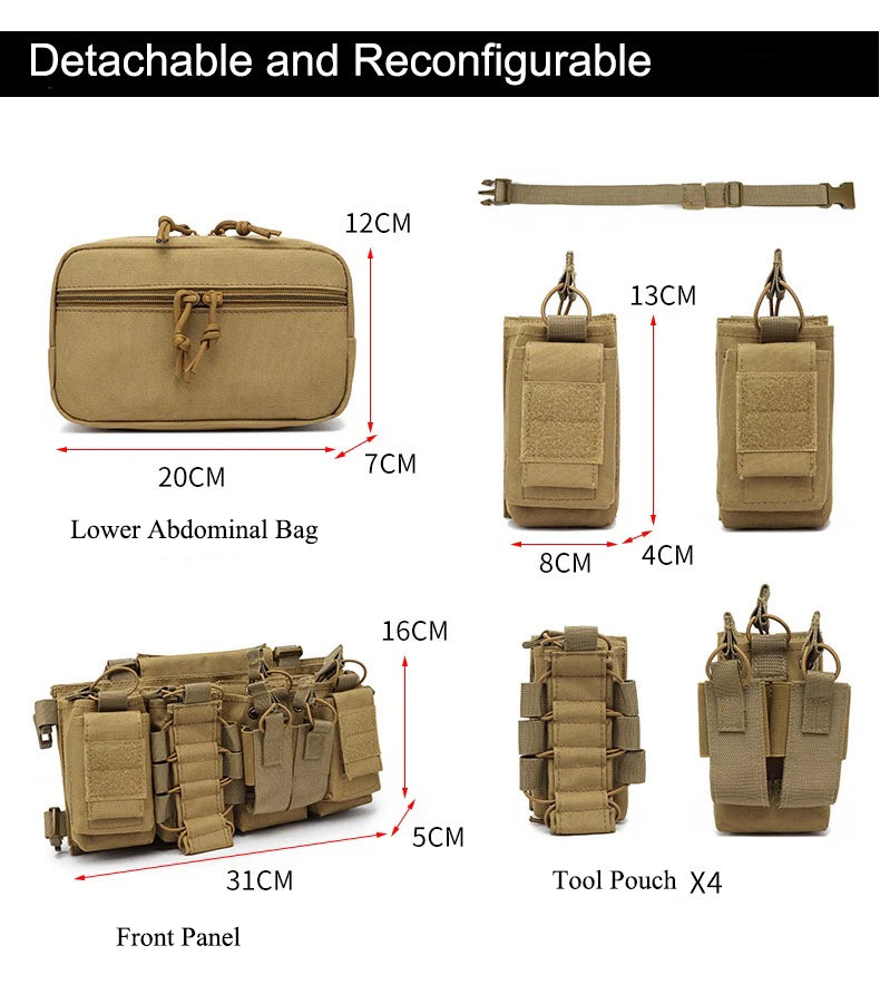 Military Tactical Vest Chest Rig with Adjustable Straps & Large Capacity Pouch for Outdoor Adventure & Tactical Missions