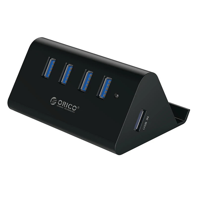ORICO USB HUB High Speed Mini 4 Port USB 3.0 HUB for Desktop Laptop with Phone and Tablet Stand Computer Accessories Black