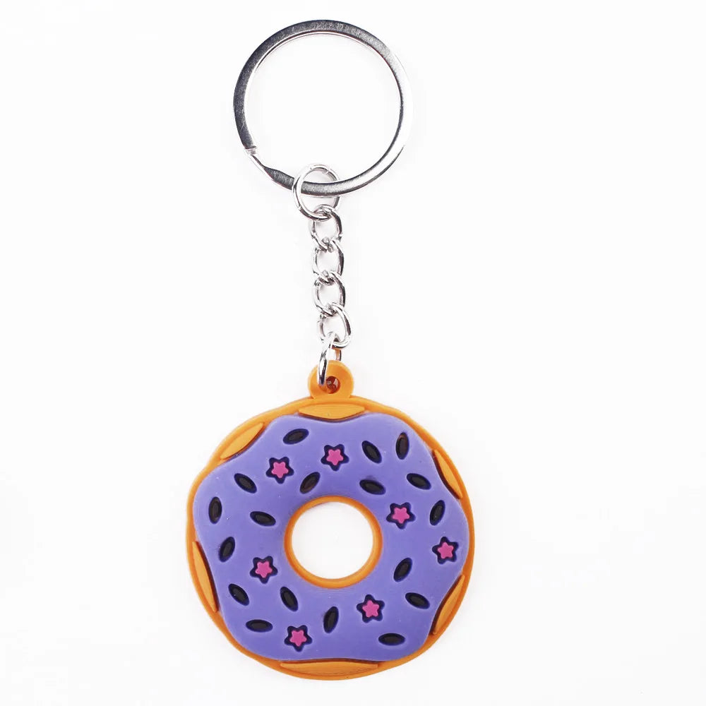Creative Simulation Cute Donut keychain PVC keychain Schoolbag Pendant Car Key Decoration PVC Soft Glue Party Exquisite Gift