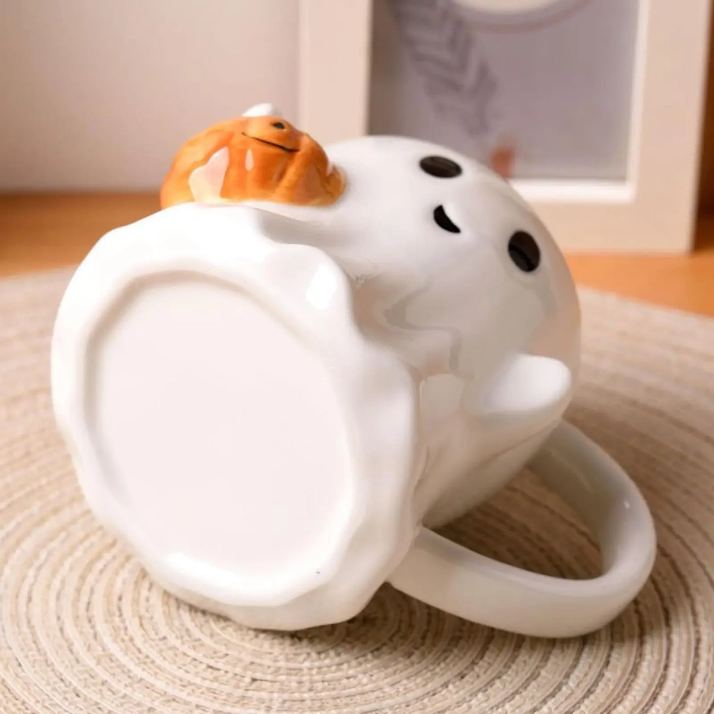 Cute Halloween Pumpkin Ghosts Ceramic Mugs Ceramic Drinking Glass With Handle Halloween Funny White Ghosts Coffee Cup