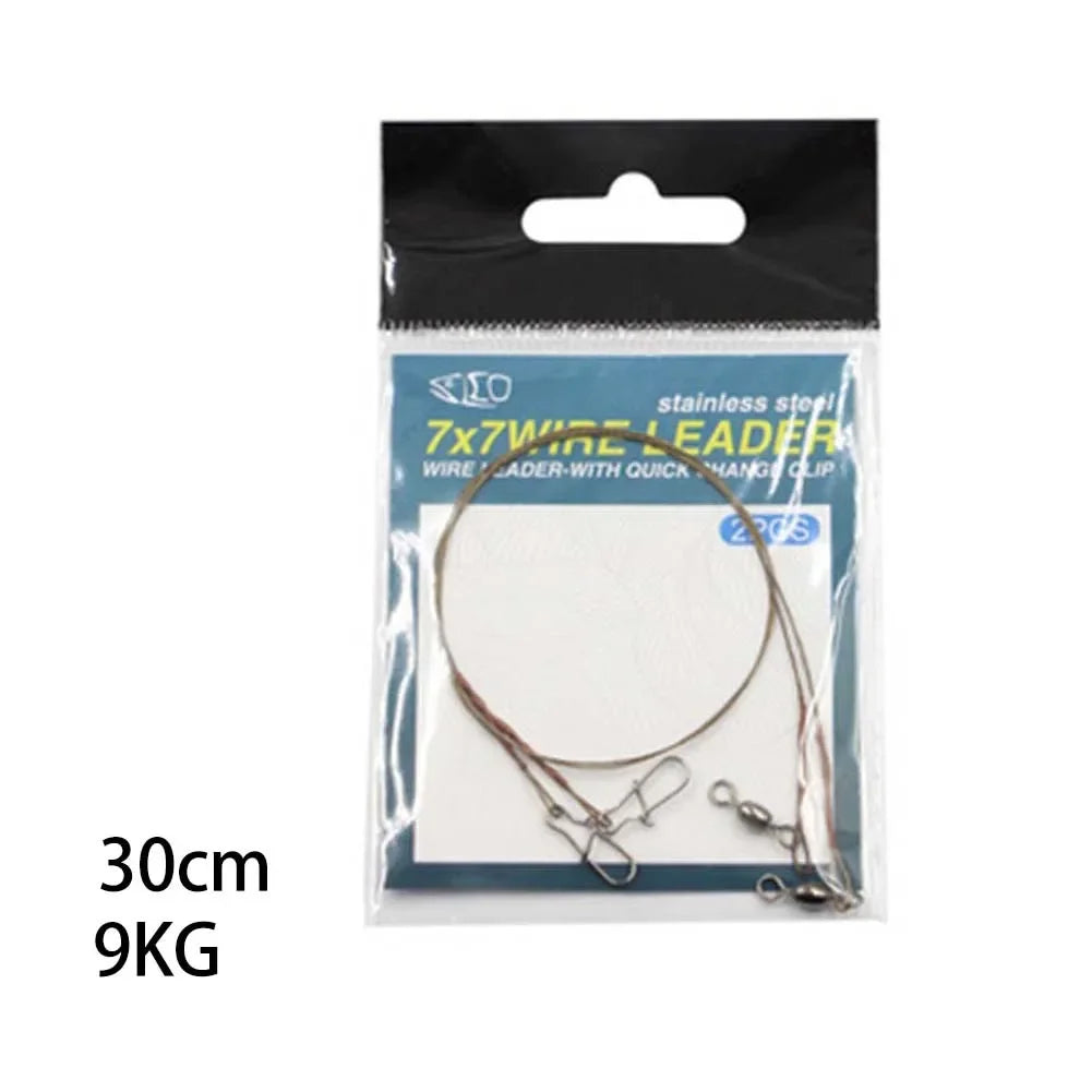 2Pcs/Pack Fishing Line Steel Wire Leader With Snap And Swivels Wire Leadcore Leash Saltwater Fresh Water Carp Fishing Gear