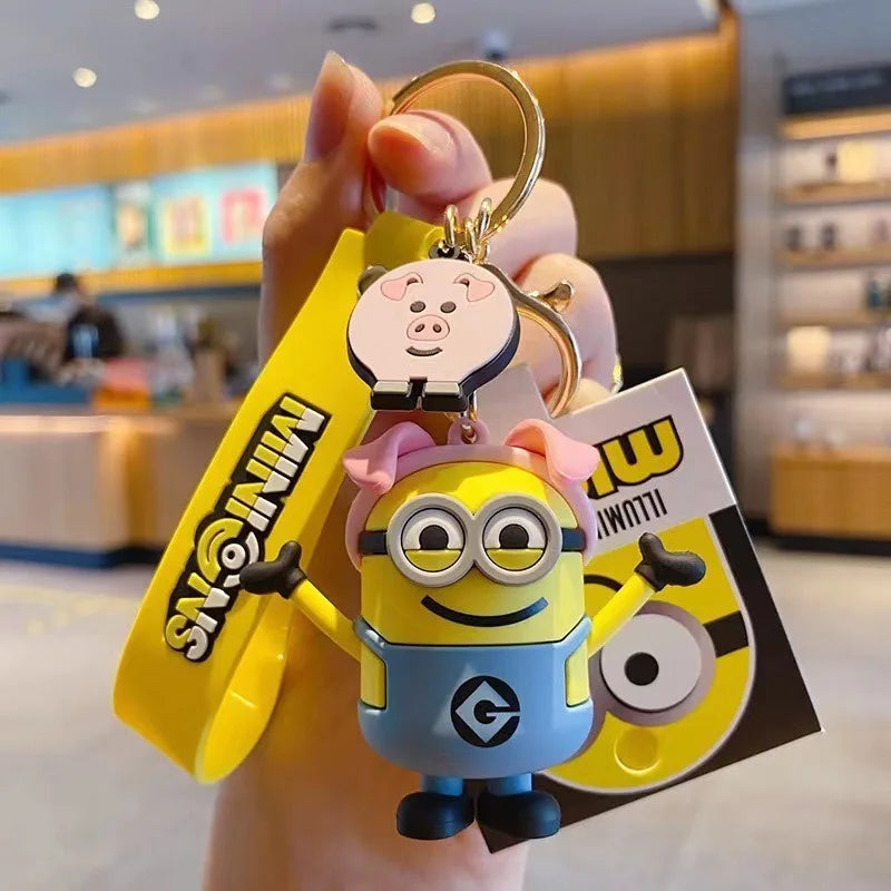 Minions Zodiac Keychain Cartoon Pvc Despicable Pendant Keyrings Fashion Backpack Key Holder Anime Creative Cosplay Decoration