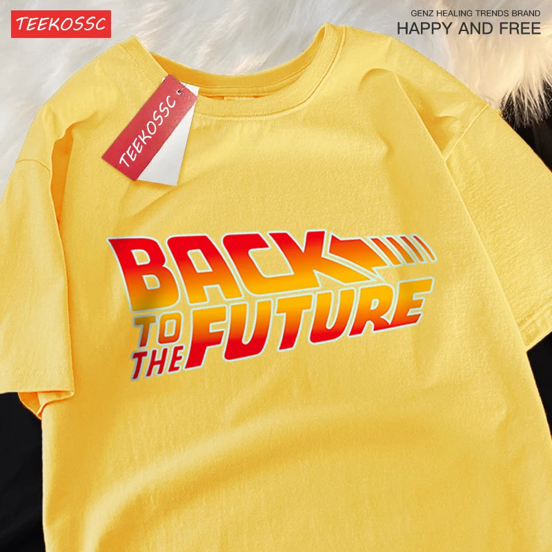 Back To The Future Movie Logo T-Shirt Men Women Cartoons Cotton Short Sleeve Shirt Summer Tshirt Hip Hop Breathable Clothing
