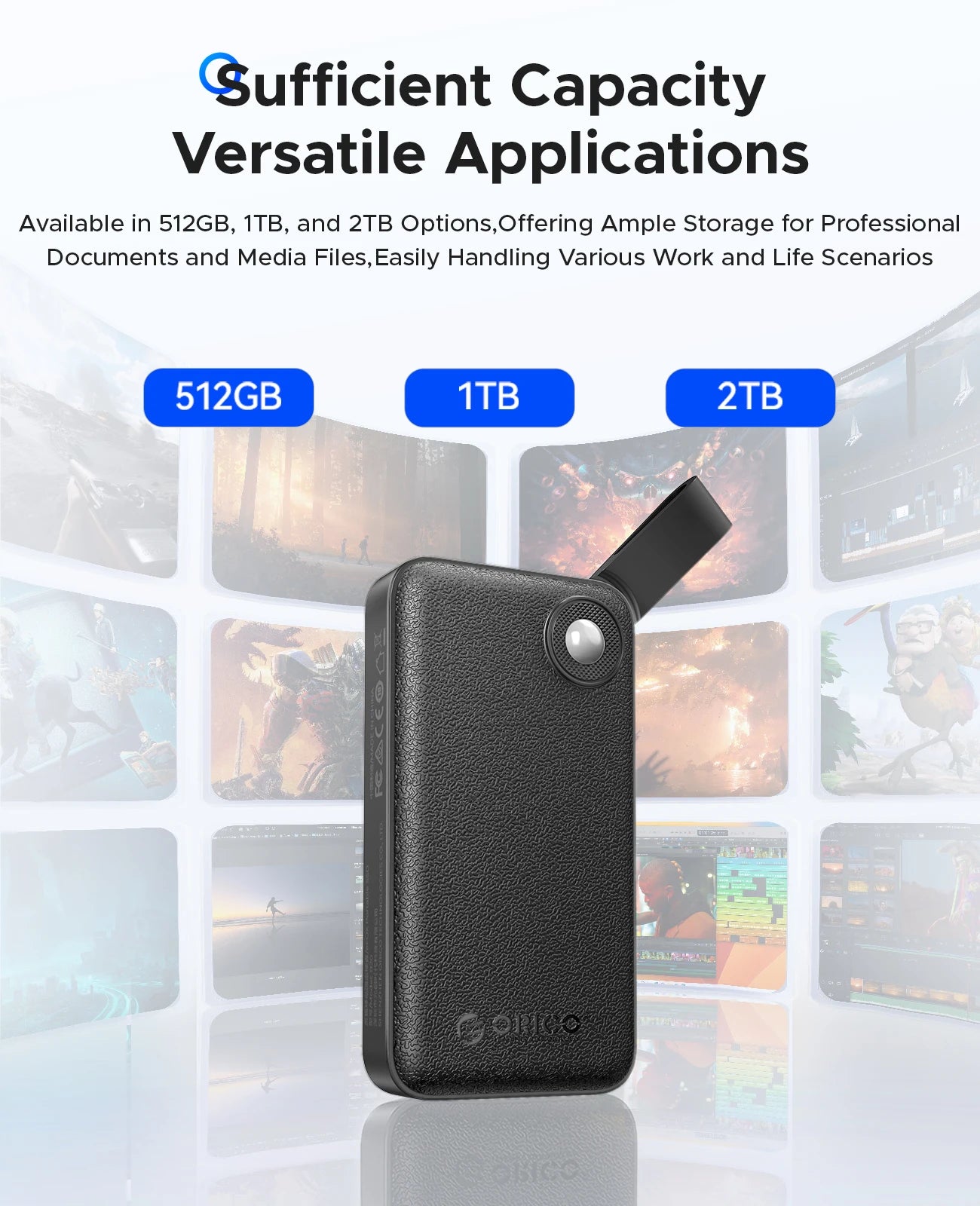 ORICO 2TB Portable SSD Up to 2000MB/s USB 3.2 Gen 2x2 Ultra-Mini Compact with 2 in 1 USB C Cable, External Solid State Drive