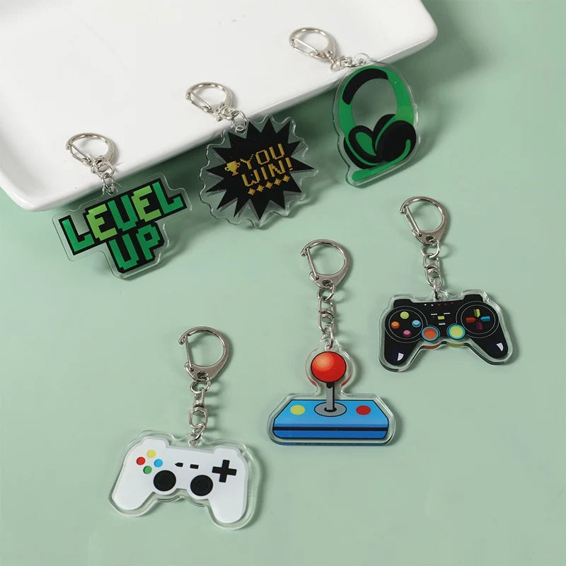 6Pcs Cute GamePad PVC Keychain Video Game on Theme Backpack Pendant for Boys Kids Birthday Game Night Party Favors Party Fillers