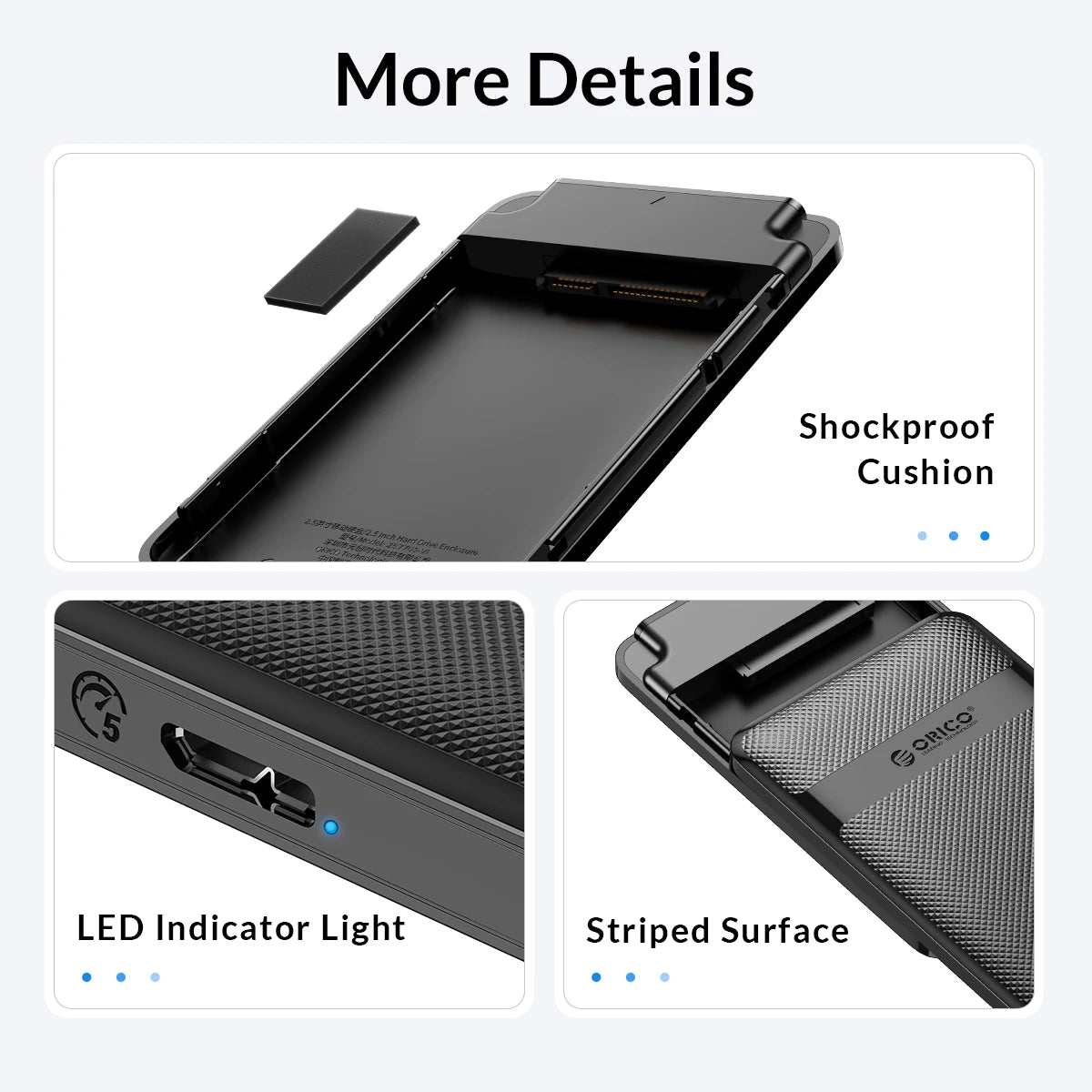 orico 2.5 Inch HDD Case SATA to USB3.0/Type-C Hard Drive Enclosure 6Gbps Max USB-C External SATA HDD enclosure Support Uasp