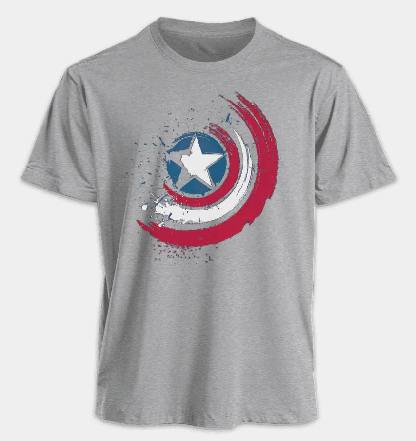 Marvel Men's and Women's T-shirts Captain America Summer Spring and Autumn New Classic Oversized Sporty Trendy Short-sleeved