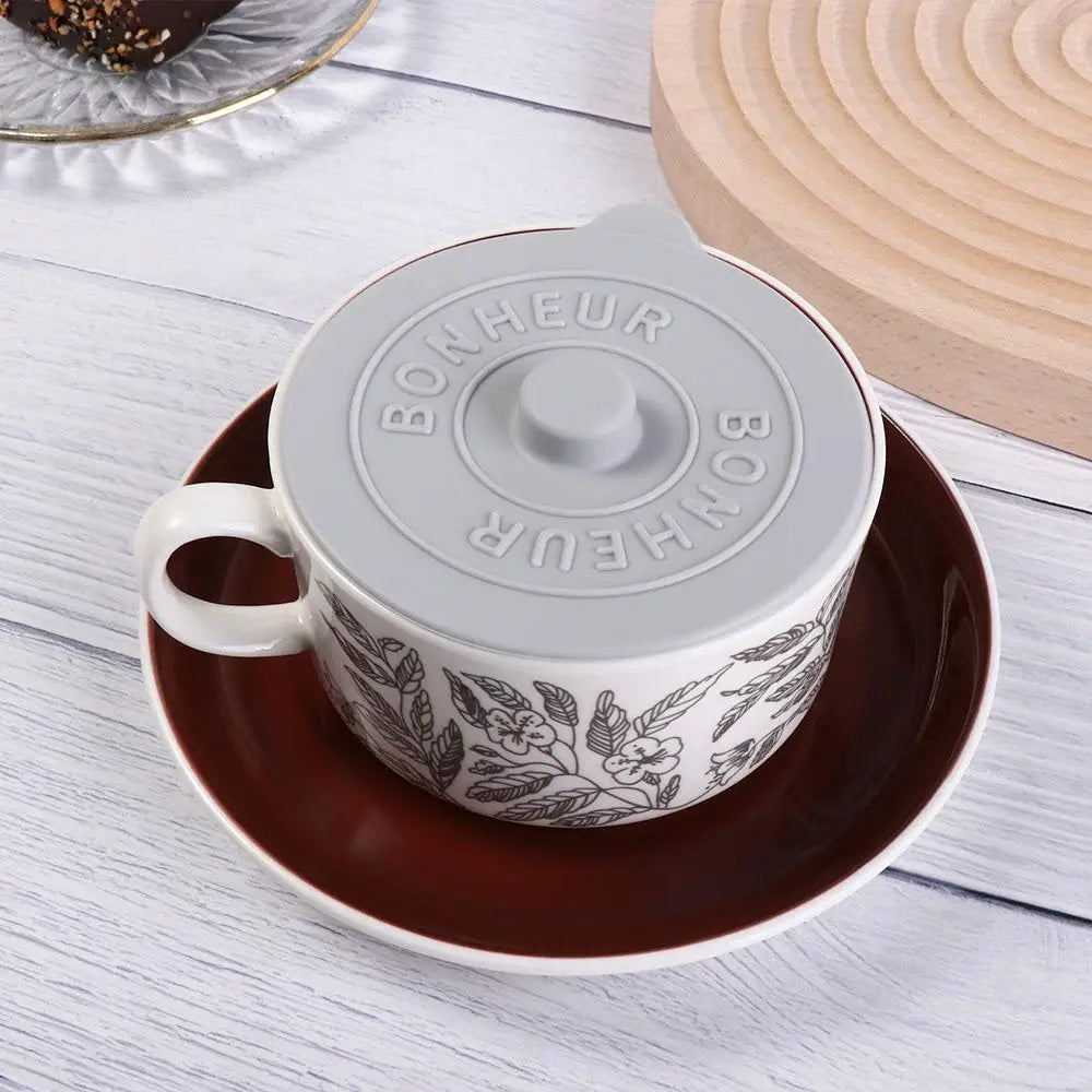 Mugs Lid With Convex Handle Silicone Glass Cup Cover Dustproof Heat-Resistant Cup Lid Universal Round Mug Sealed Cap Pantry
