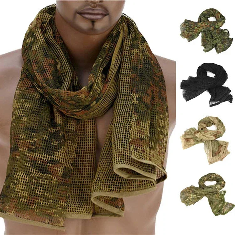 Tactical Camouflage Netting Mesh Net Camo Scarf for Outdoor Sport Hunting Shooting Wild Photography Sniper Camo Mesh Scarves