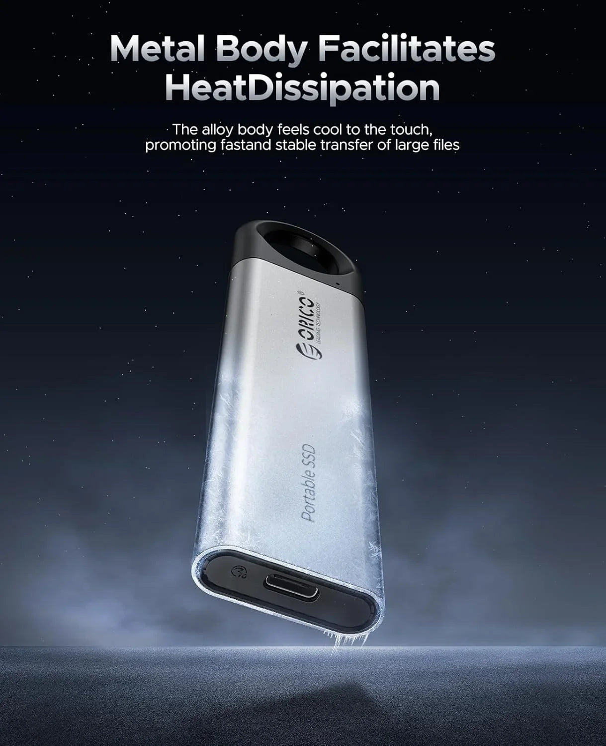 ORICO 1TB External SSD Up to 1050MB/s 550MB/s, Hanging Hole Design Portable Solid State Drive, USB C&A 2 in 1 Cable