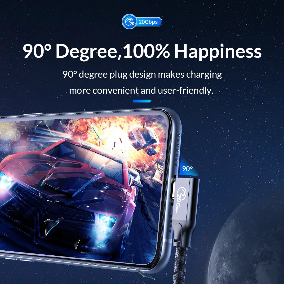 ORICO 5m 20Gbps USB C Cable PD100W Fast Charger Cord USB3.2 Gen 2 HD 4K@60Hz Video Braided with E-mark for Laptop MacBook