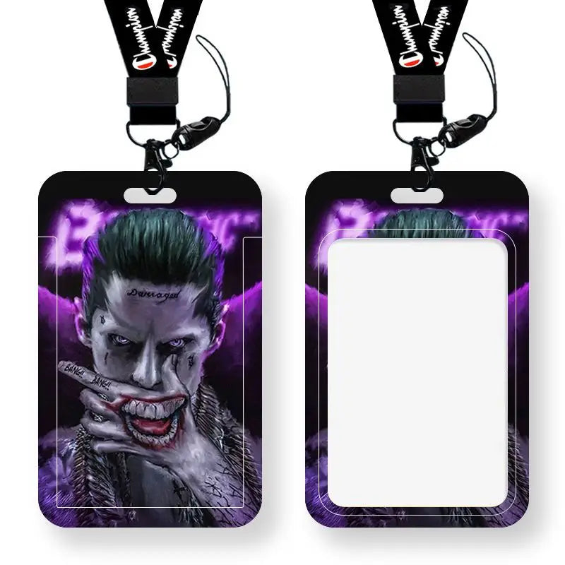 DC Joker Harley Quinn Anime Movie Periphery Student Campus Card Cover Creative Cartoon Lanyard Work Card Protective Cover Gifts