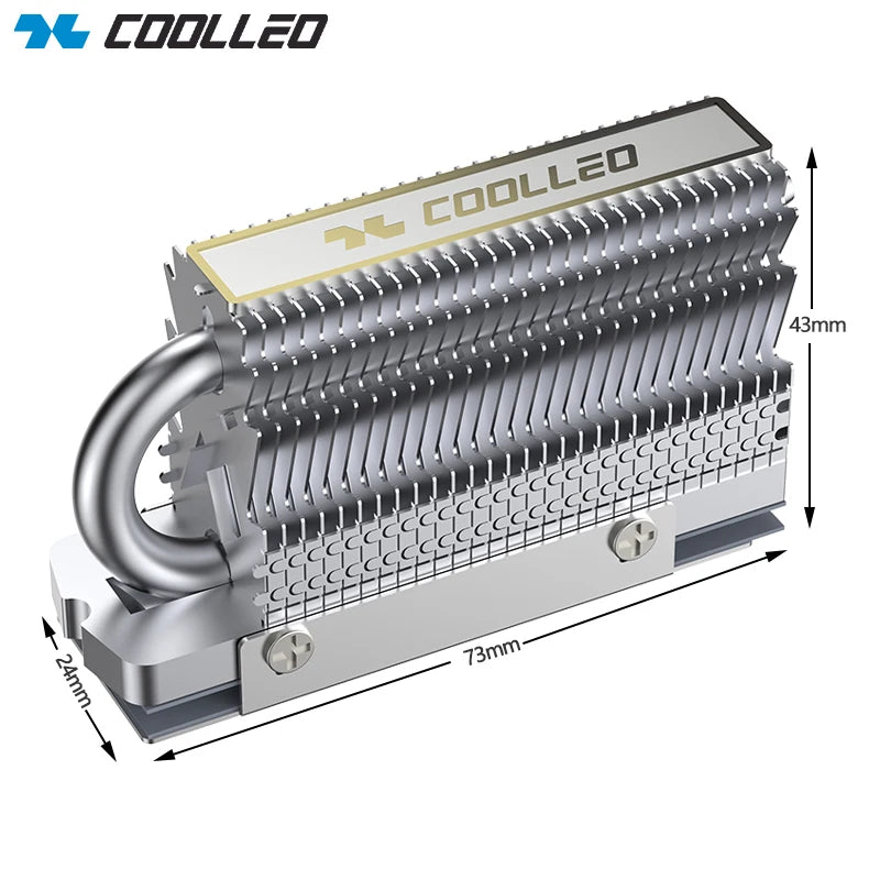 COOLLEO HR-09 M.2 2280 SSD Heatsink Fully Electroplated Reflow Welding AGHP HeatPipe 2280 NVMe SSD Cooler
