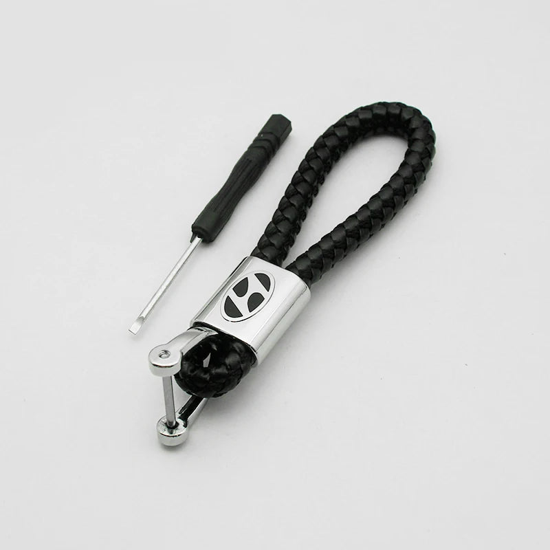 Metal/Leather Car Keychain Badge Emblem For Hyundai Elantra Kona i10 i20 i30 ix25 ix35 Tucson N Line Key Chain Rings Accessories