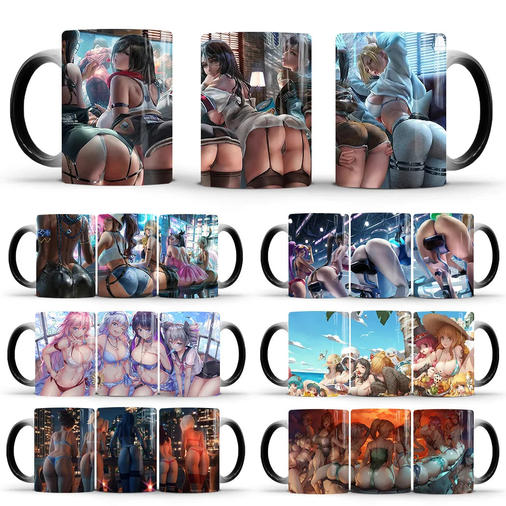 Anime Sexy Bikini Girls Color Changing Mugs Beauty Ceramic Magic Mug Erotic Heat Sensitive Coffee Cup Eroticism Tea Cup Novelty