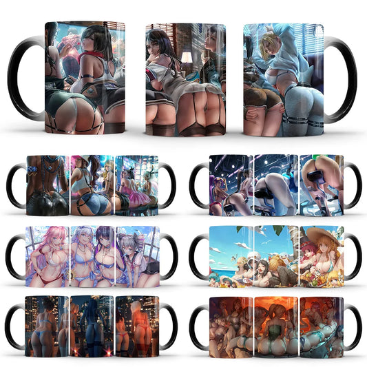 Anime Sexy Bikini Girls Color Changing Mugs Beauty Ceramic Magic Mug Erotic Heat Sensitive Coffee Cup Eroticism Tea Cup Novelty