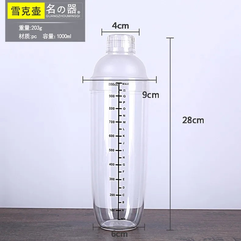 Stainless Steel Cocktail Shaker Set, Bar Tools, Bartender, Drink Stirrers, Transparent PC, Boston Shaker, 1L, 304