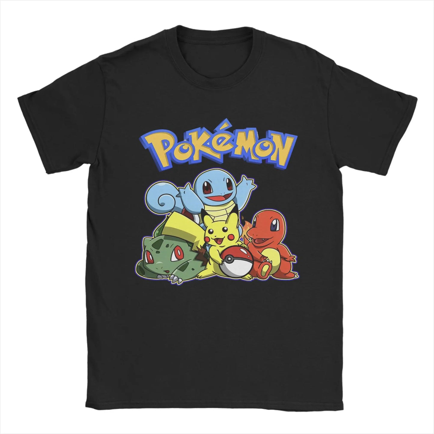Men Women Pokemon Characters Cartoon Pikachu Squirtle T Shirt Cotton Graphic Printed Tee Shirts  Top Clothing