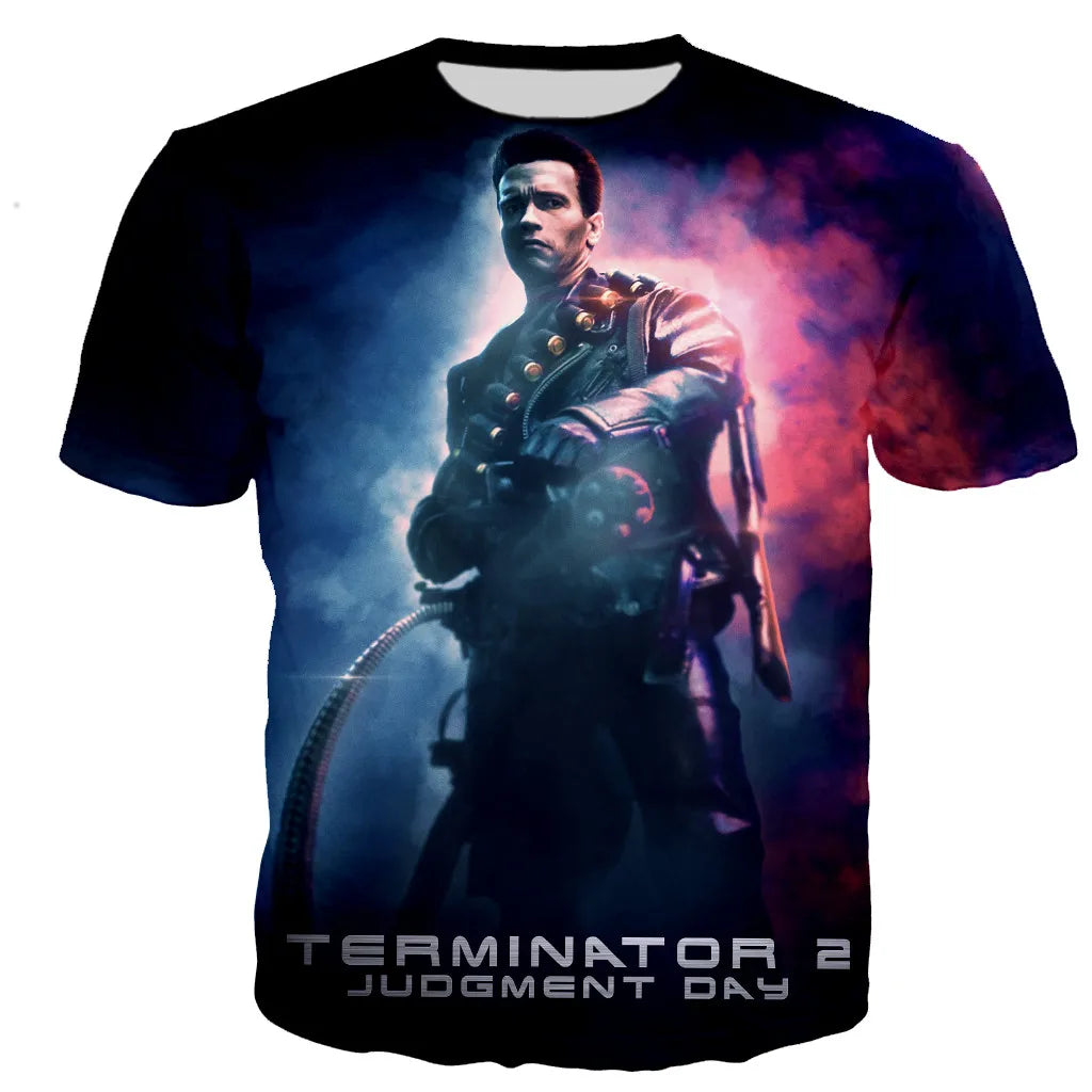 Movie Terminator T-Shirts Male 3D Print Men Women Fashion Short Sleeve O-Neck T Shirt Oversized Streetwear Kids Y2k Top Clothing