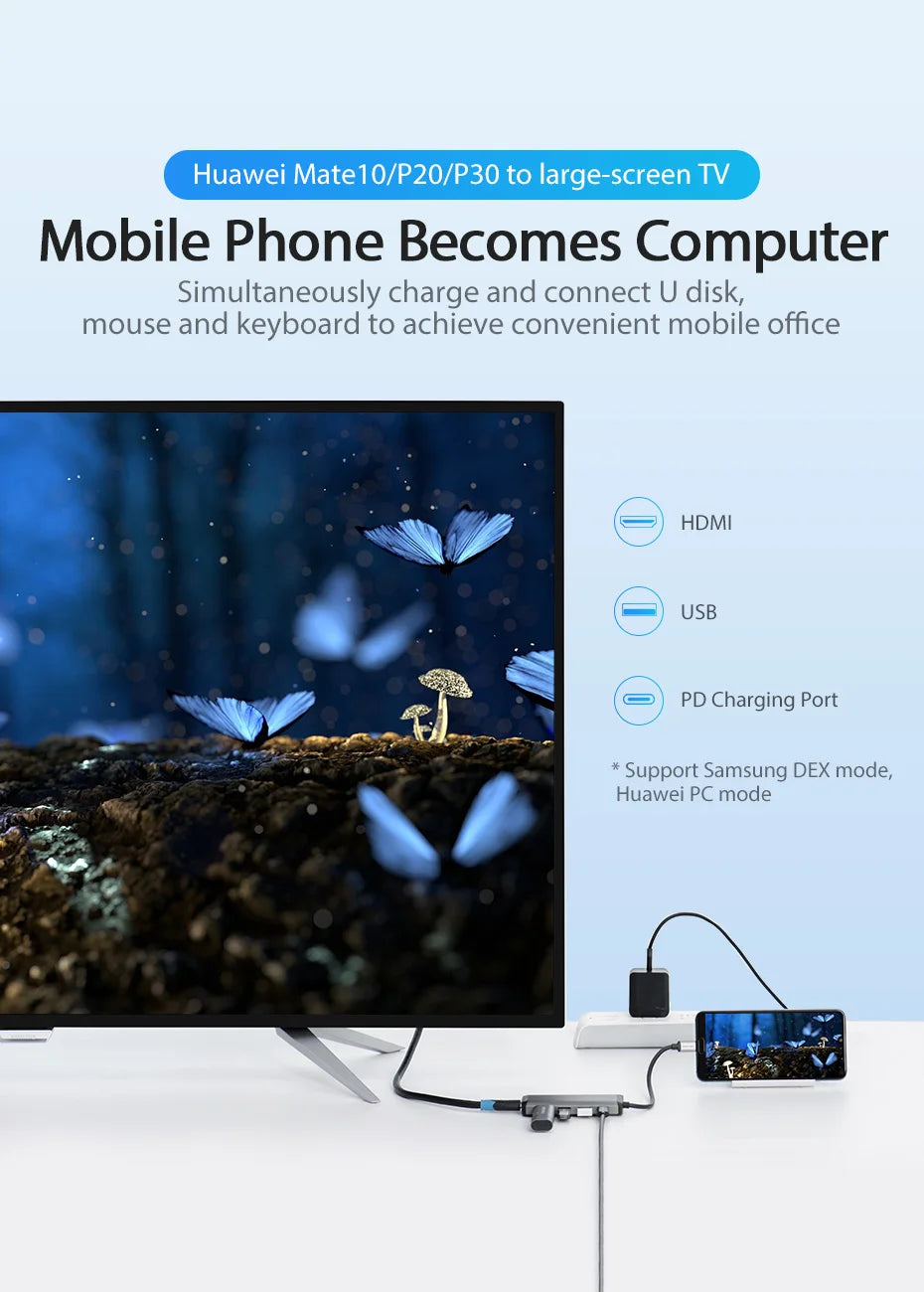 Vention  5 in 1 USB C Hub 4K HDMI USB 3.0 HUB PD Multiport Adapter for MacBook Pro/Huawei Mate 60/iPad Pro Splitter USB HUB