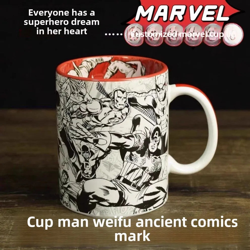 Marvel The Avengers water cup large capacity coffee mug gift box creative Spider-Man Iron Man Peripheral Movies holiday gift