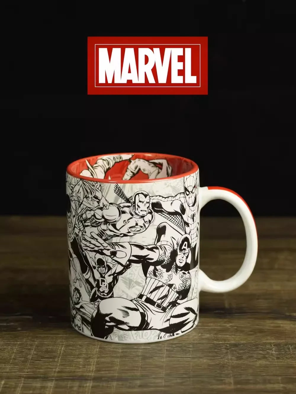 Marvel The Avengers water cup large capacity coffee mug gift box creative Spider-Man Iron Man Peripheral Movies holiday gift