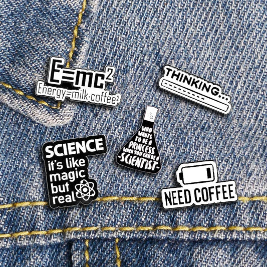 Science It's Like Magic But Real Enamel Pins Black Letters Energy Milk Coffee Magical Chemical Badge Pin Buckle Gift for Friends