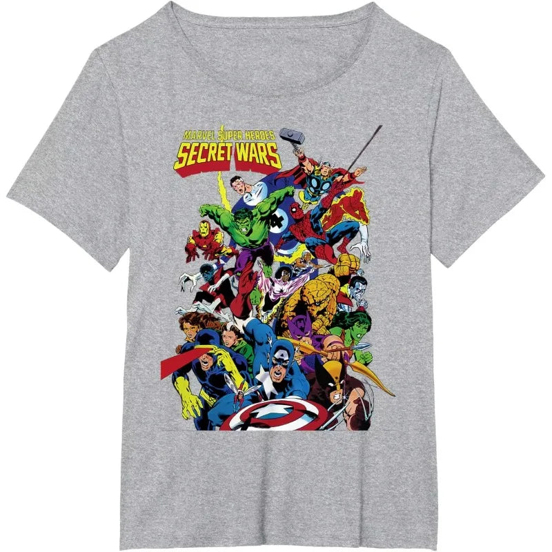 Original Superhero Cartoon Print T-shirt Marvel Summer New Men's and Women's Street Fashion Loose Casual Short-sleeved Top