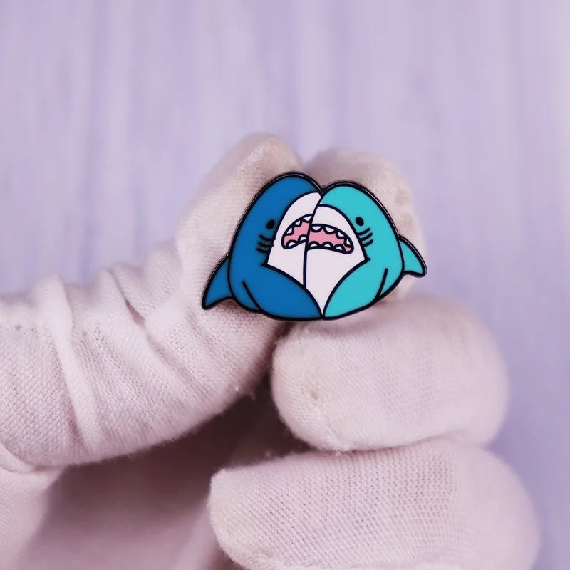 Keep a Positive Mindset pins Rainbow Shark Brooch Horror Movie-Inspired Badge Clothing Bags Jewelry Accessories Gifts for Friend